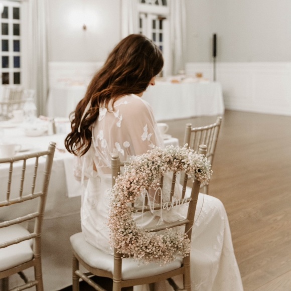 {ASOS EDITION} Elsie Embroidered, Beaded Blouson Sleeve Wedding Dress Tie Back - Picture 3 of 6